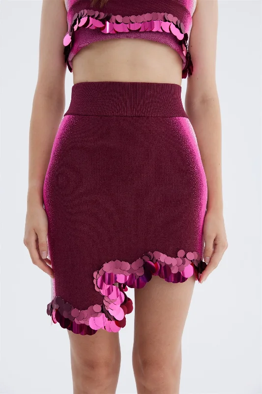 AUDREY WAVY BORDER MINI SKIRT WITH SEQUINS