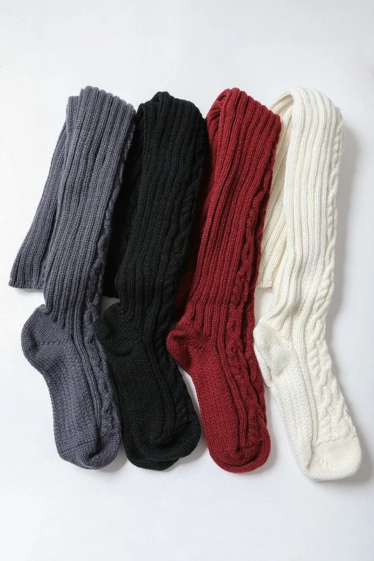 Pack of 4 Cable Knit Knee-High Socks