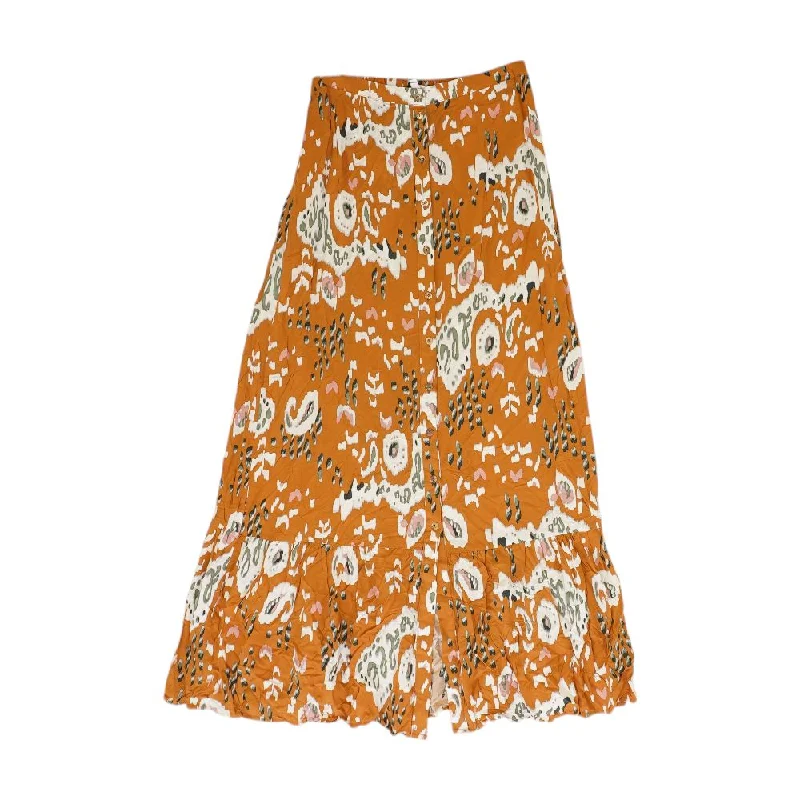 Tan Graphic Midi Skirt