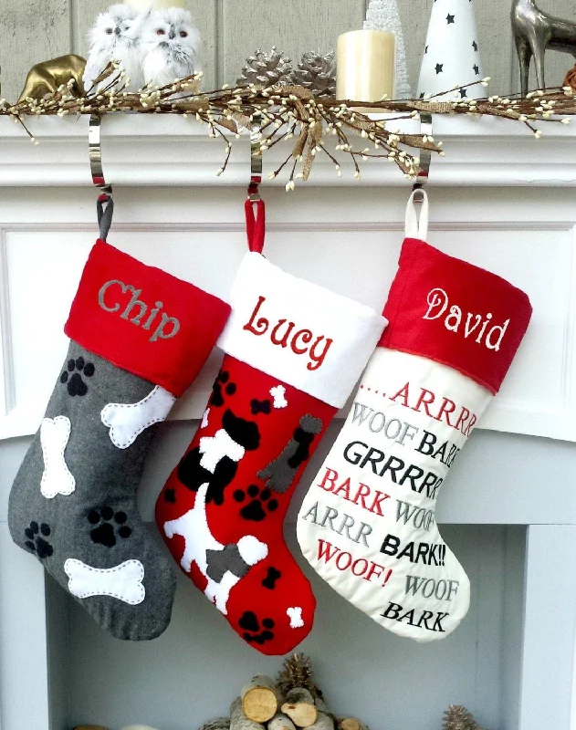 Primitive Dog Felt Stockings Personalized with Pet's Name