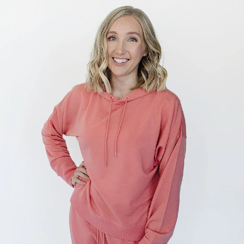 Women's Merino Wool Hoodie, Dusty Rose