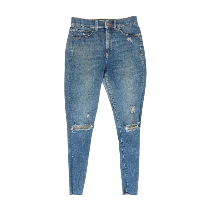 Blue Solid High Rise Skinny Leg Jeans