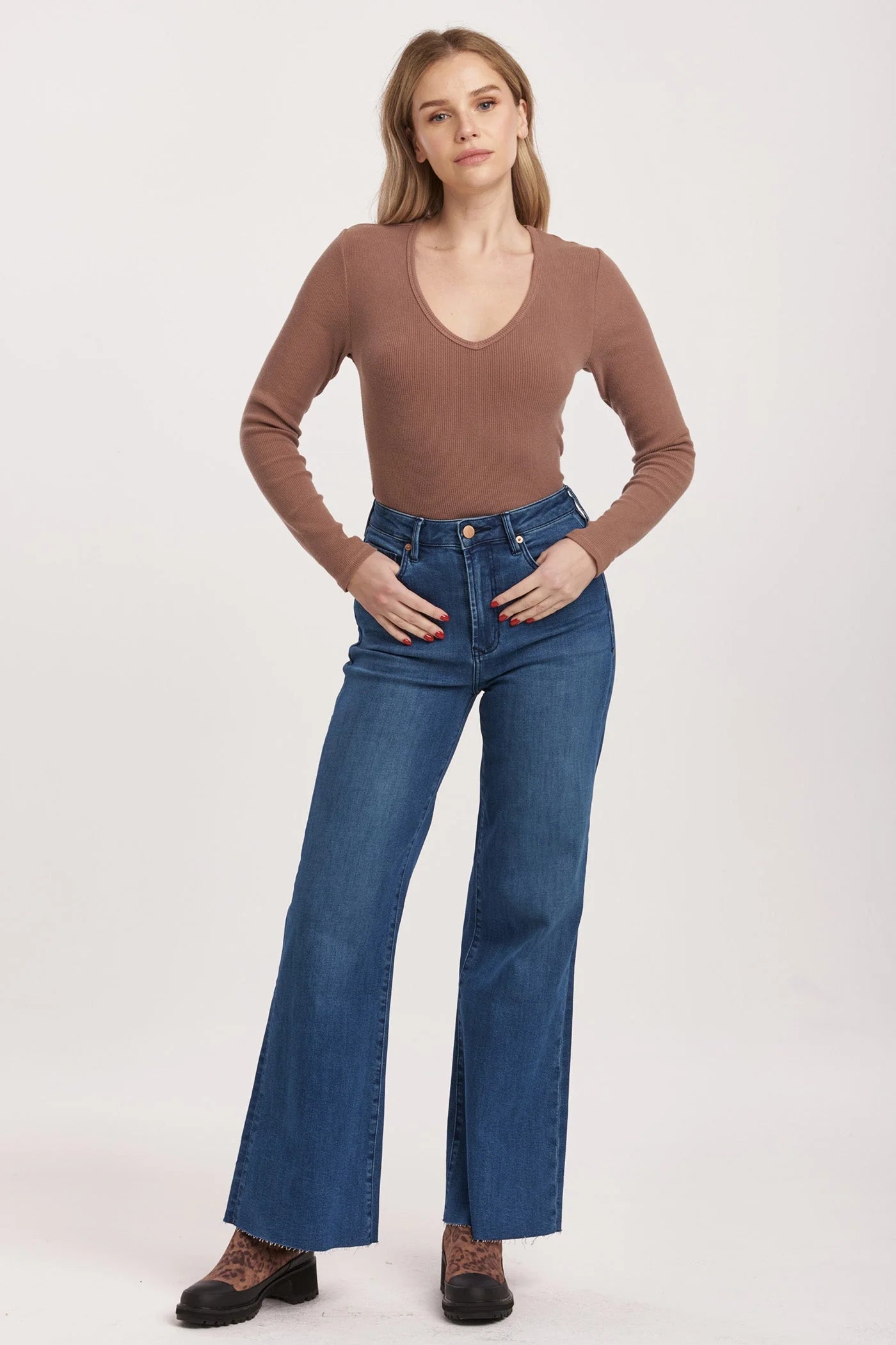 Fiona High Rise Wide Leg Jean - Violet Blue