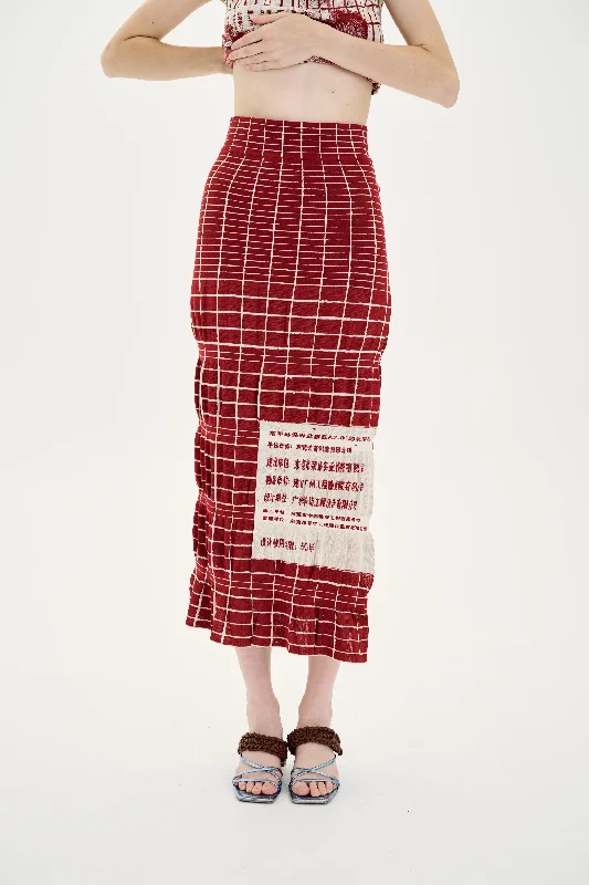 DARA PLAID PRINT MIDI SKIRT