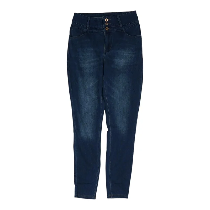 Blue Solid High Rise Skinny Leg Jeans