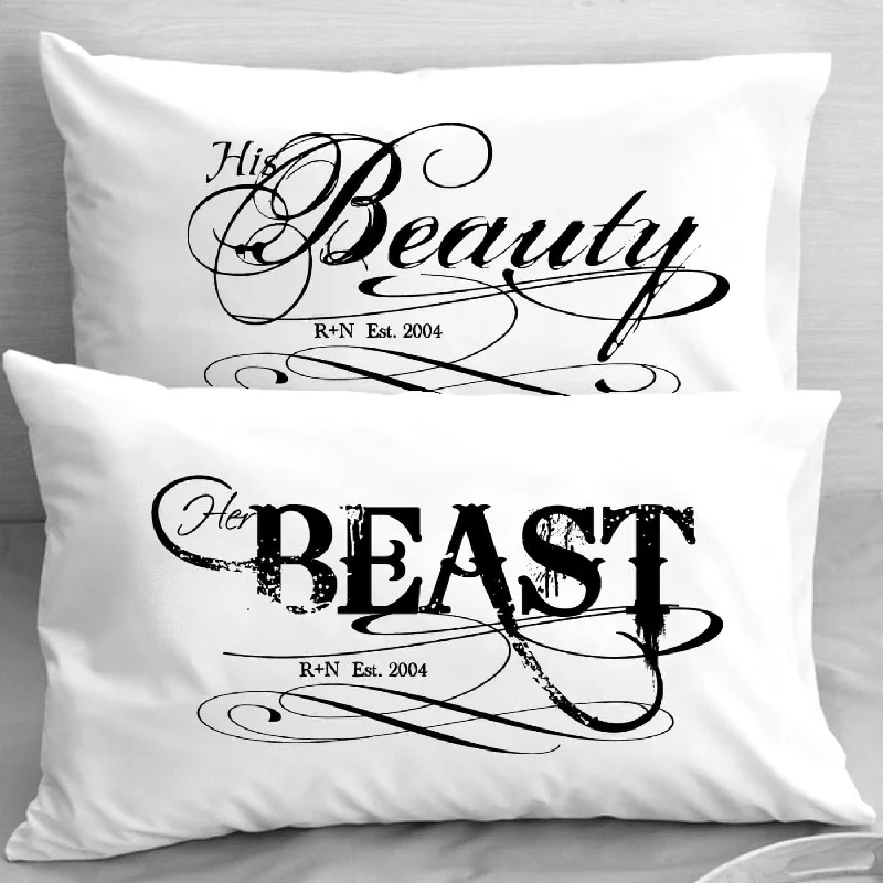 Beauty and the Beast Pillowcases Boyfriend Girlfriend Couple Anniversary Pillowcases for Him for Her