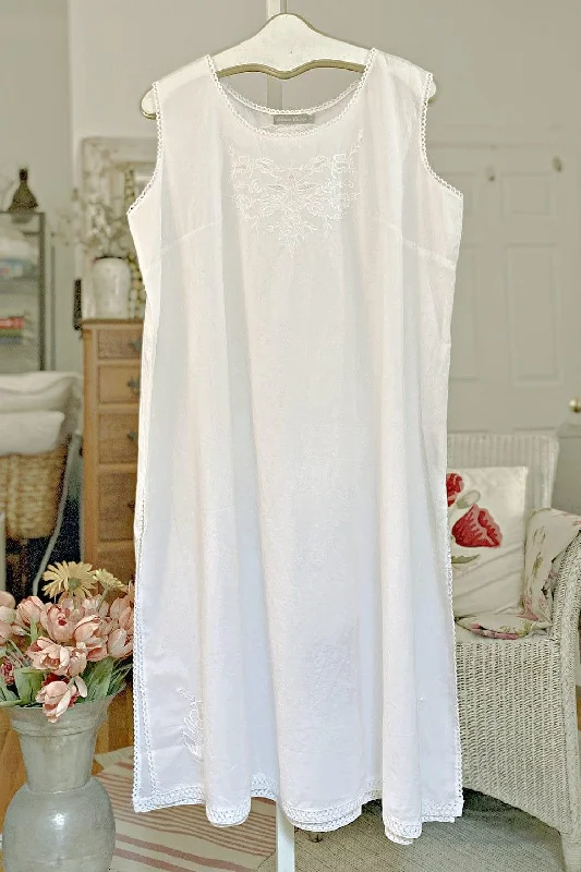 Cotton White Sleeveless Nightgown