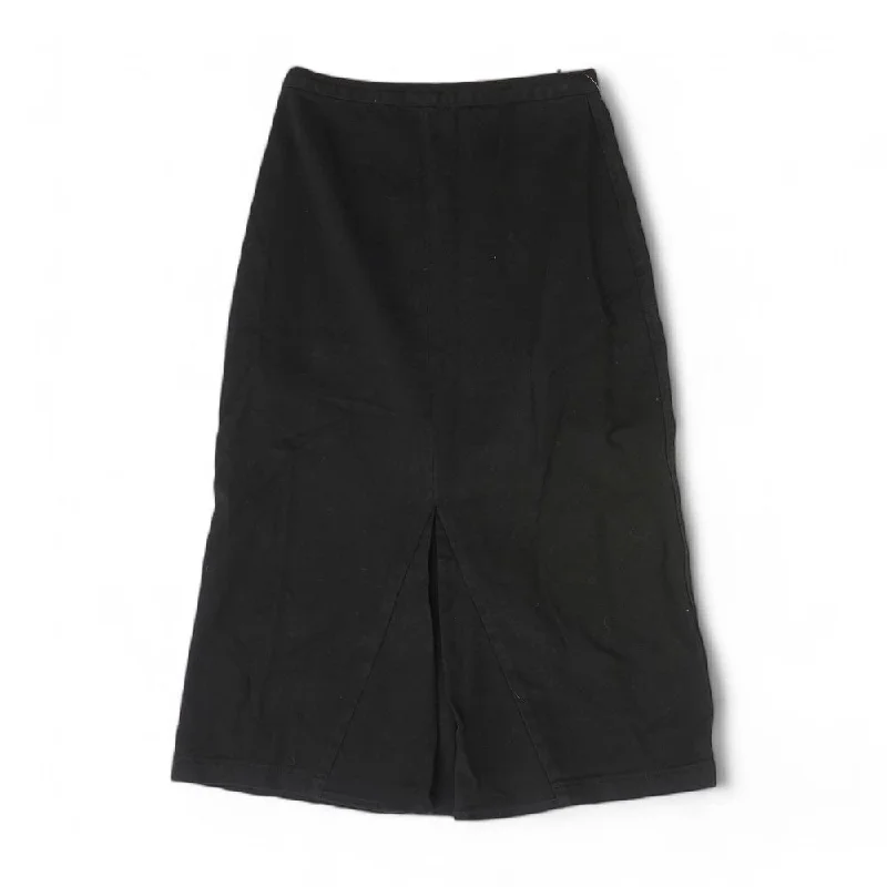 Black Solid Midi Skirt