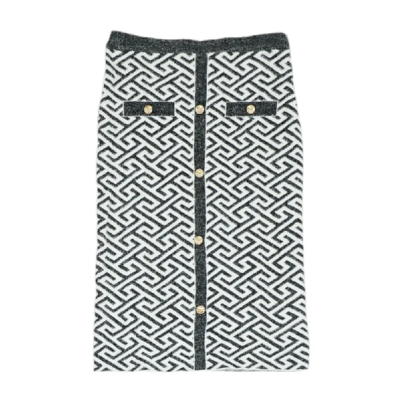 Gray Geometric Midi Skirt