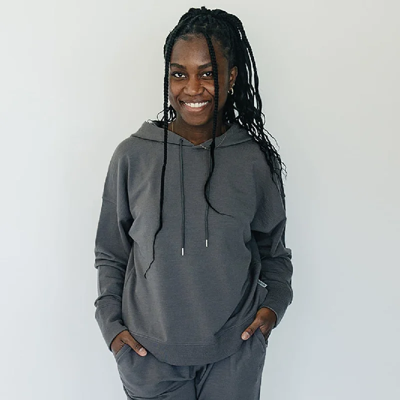 Women's Merino Wool Hoodie, Storm Gray