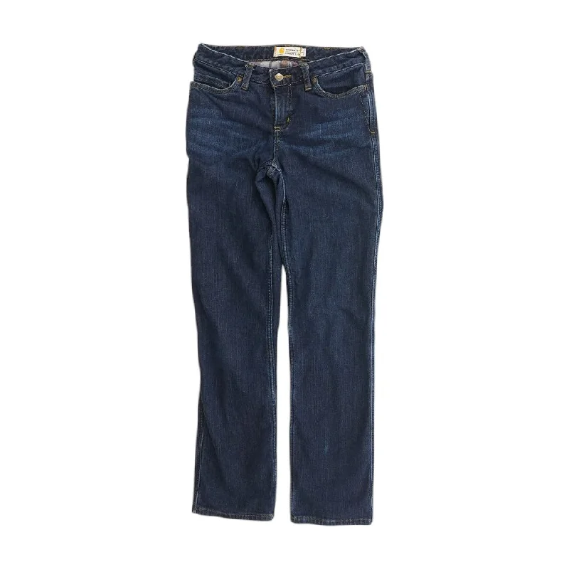 Blue Solid Straight Leg Jeans