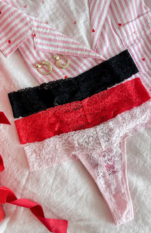 Heart Strings Underwear Set Red/Pink/Black