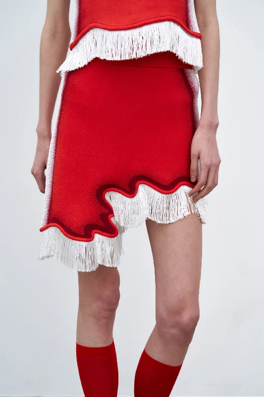 AUDREY WAVY MINI SKIRT WITH FRINGE