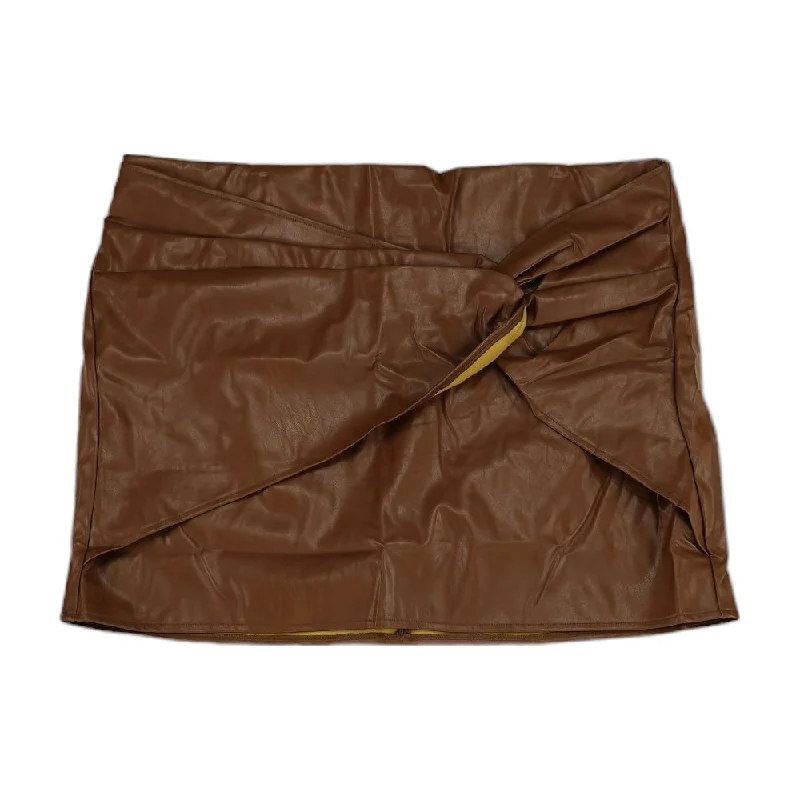 Brown Solid Mini Skirt