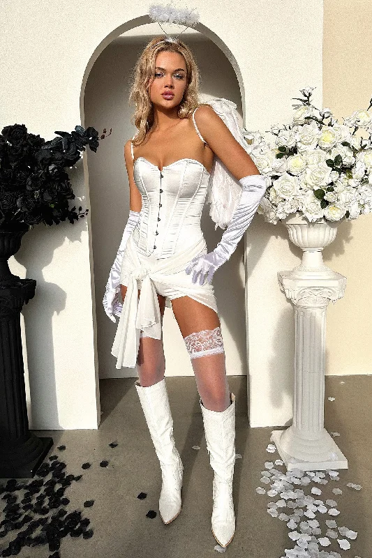 Nia Thigh High Stockings - White