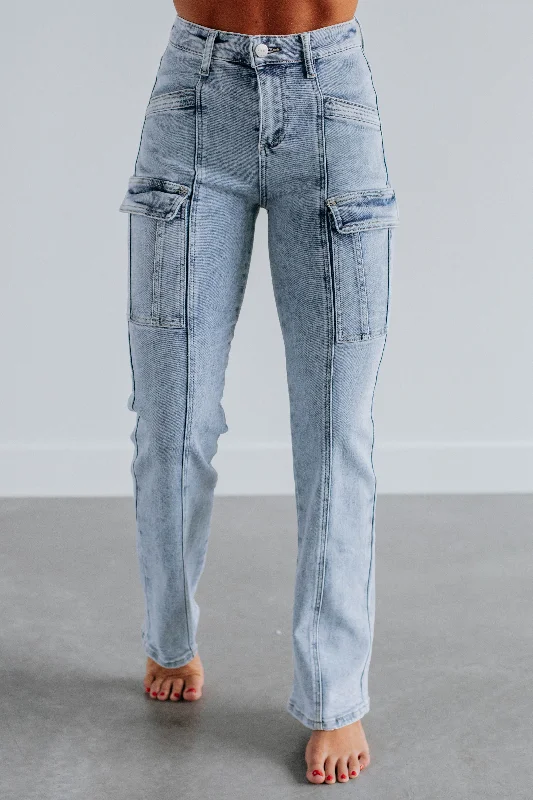 Lexi Risen Cargo Jeans - Vintage Light Wash