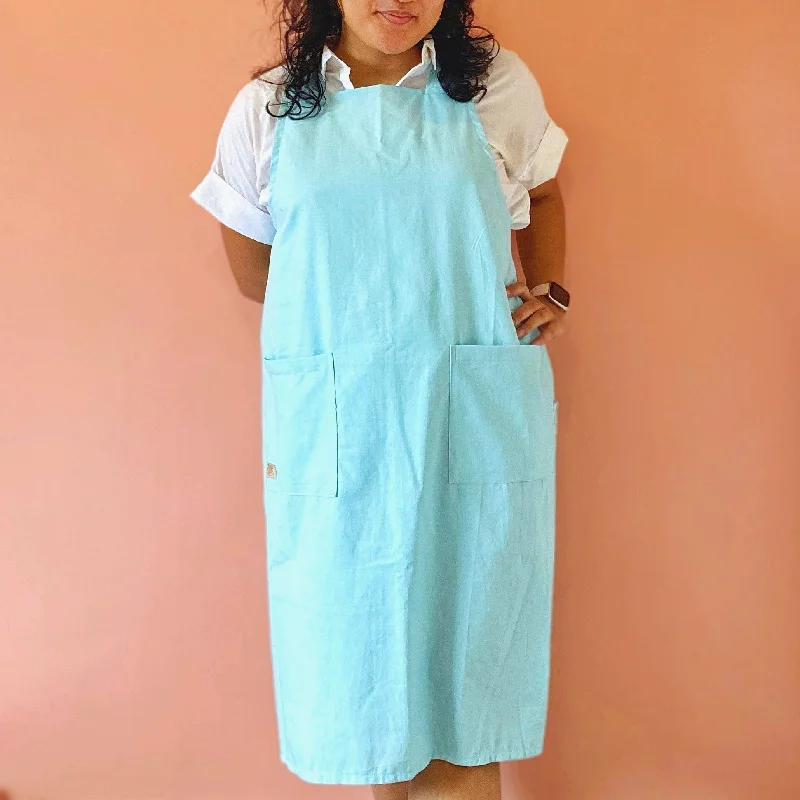 Smock Apron Light Blue Linen