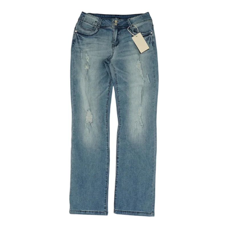 Blue Solid Mid Rise Regular Jeans