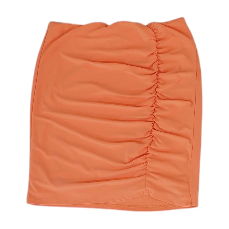 Orange Solid Mini Skirt