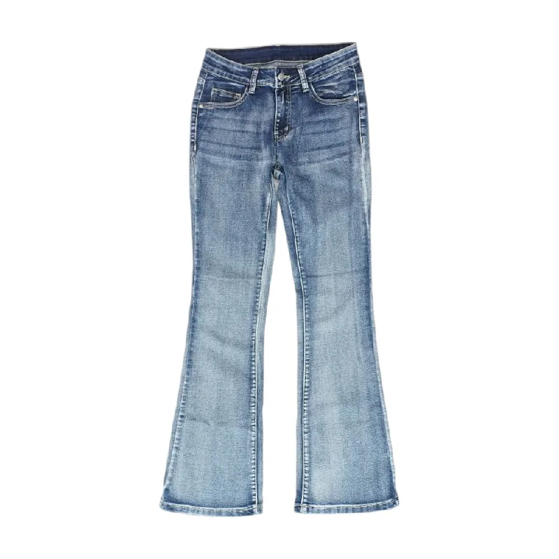 Blue Solid Low Rise Bootcut Jeans