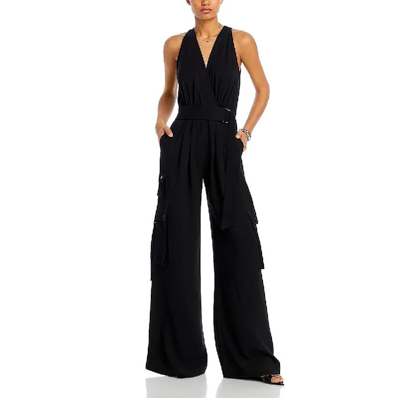 Womens Belted Cargo Leg Jumpsuit