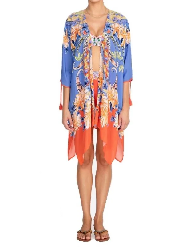 Kahlo Short Kimono Cover Up In Multi