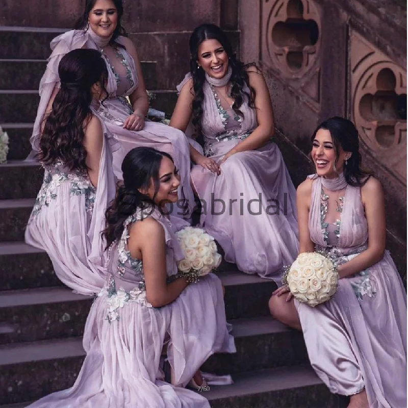 A-line Unique Design Elegant Bridesmaid Dresses with Appliques WG747