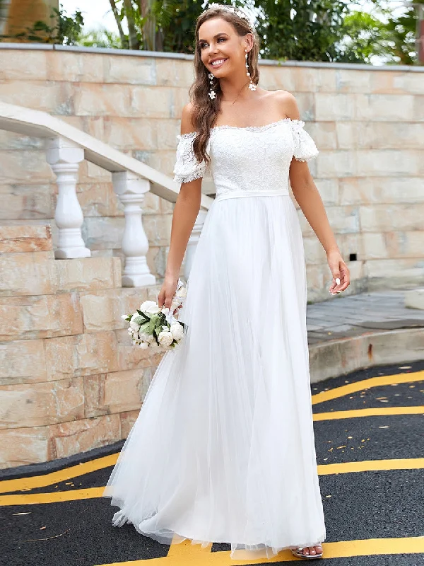 Magnificent Off Shoulder A Line Wholesale Wedding Dresses