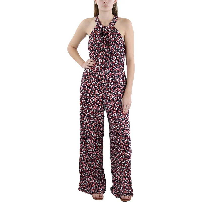 Womens Floral Print Wide Leg Jumpsuit