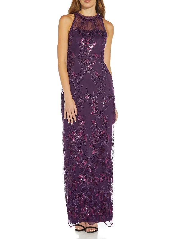 Womens Embroidered Maxi Evening Dress