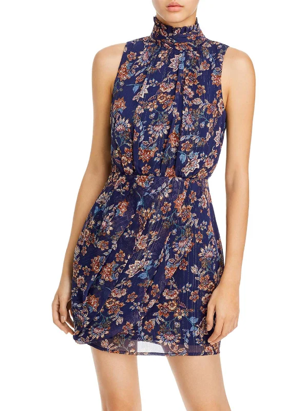 Womens Floral Print Short Mini Dress