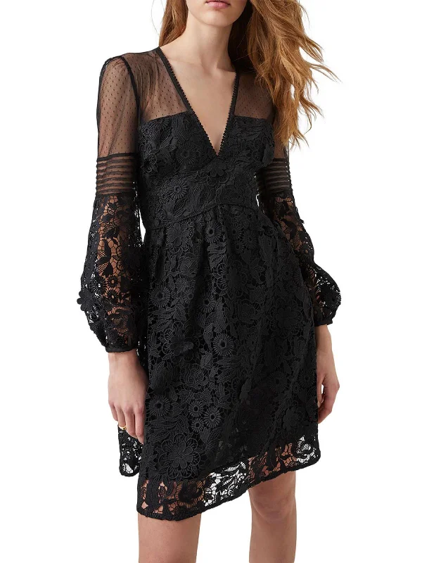 Bilan Womens Lace Short Mini Dress