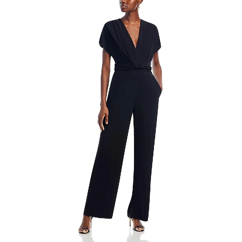 Womens Crossover Cap Sleeve Jumpsuit