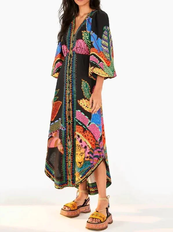 Cool Leopards Maxi Dress in Black