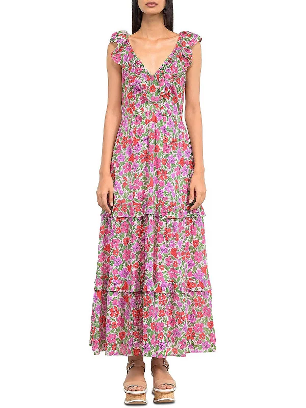 Twiggy Womens Organic Cotton Floral Maxi Dress