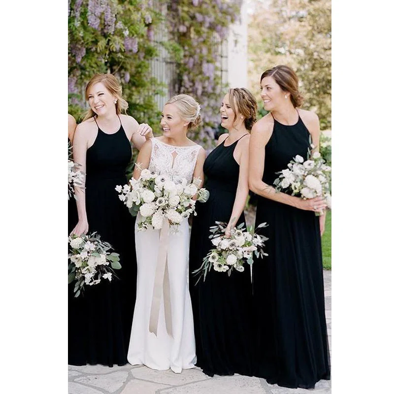 Simple Custom Made Popular Halter Long Bridesmaid Dresses, Wedding Party Dresses, WG521