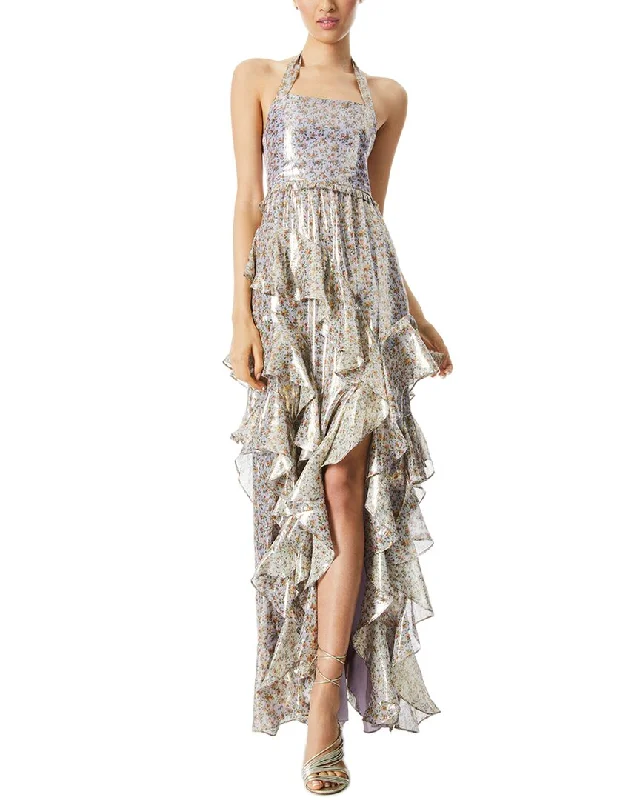 alice + olivia Jocelyn Silk-Blend Maxi Dress