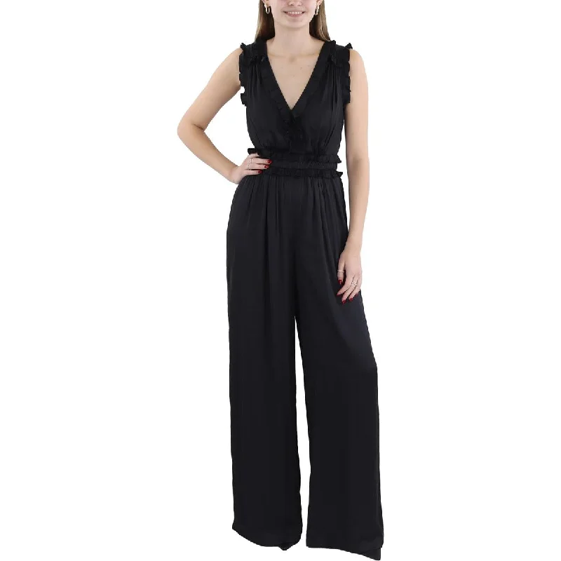 Womens Ruffled Wide Leg Jumpsuit