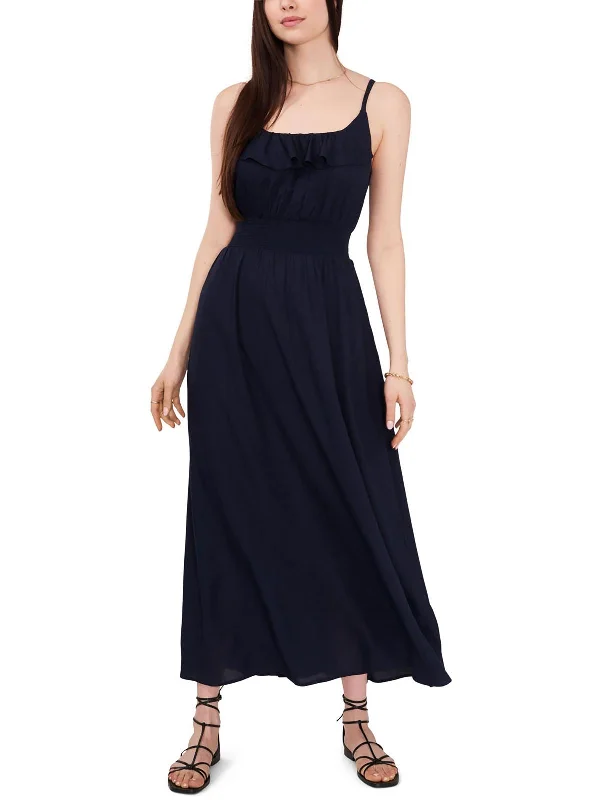 Womens Smocked Ruffled Maxi Dress