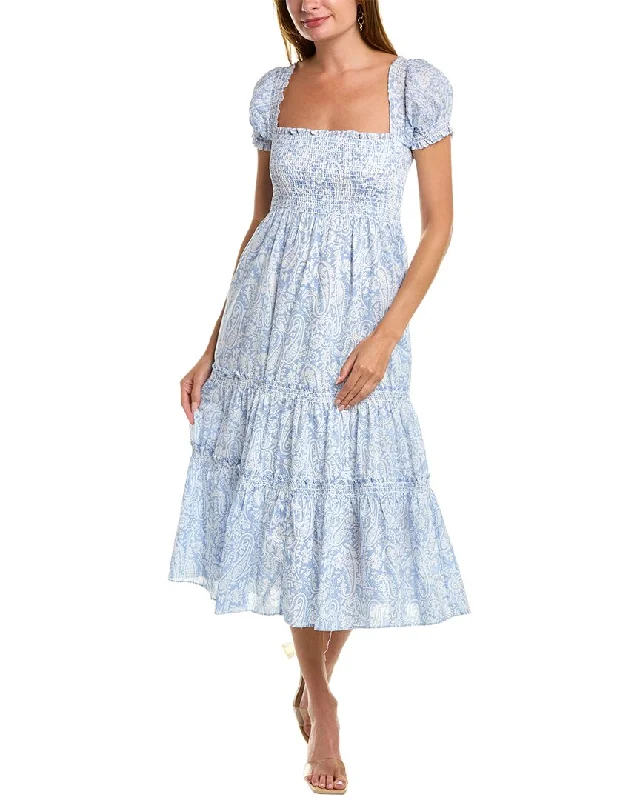 O.P.T. Square Neck Smocked Maxi Dress