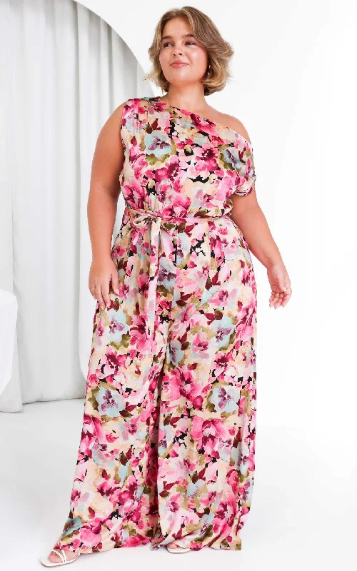 Kendrix Wide Leg Jumpsuit - Pink Multi Floral