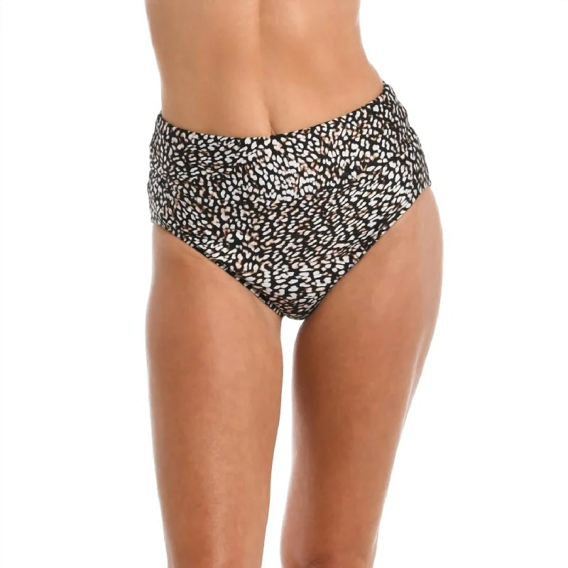 Wild Instincts High Waist Bikini Bottom In Brown