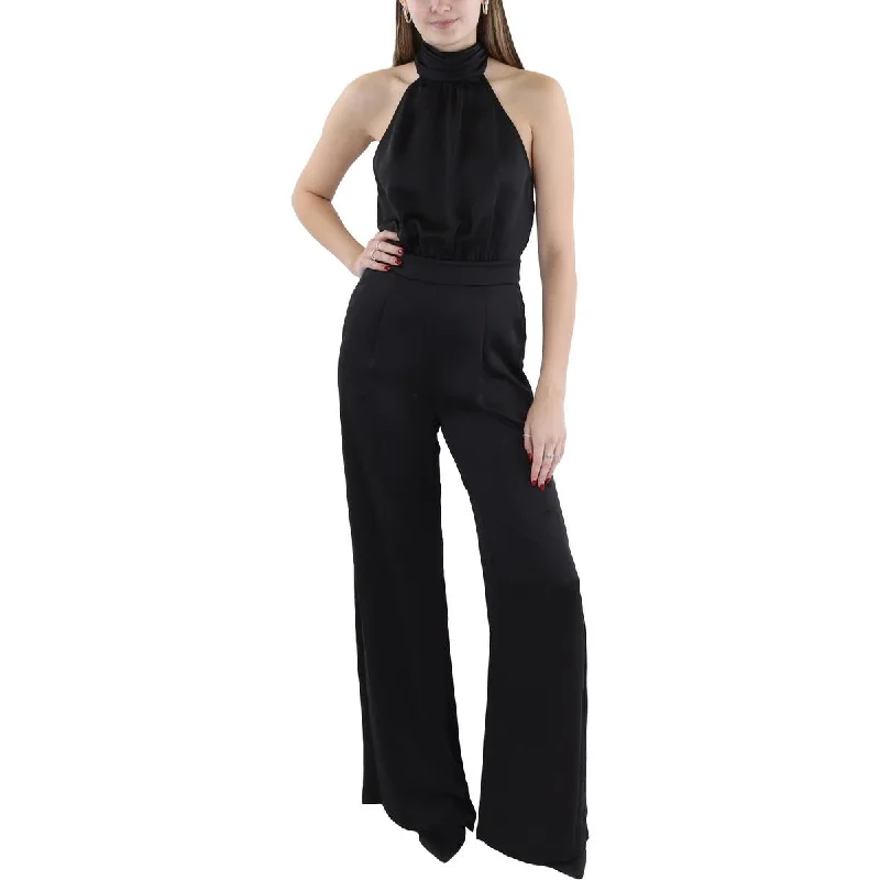 Tatiana Womens Satin Halter Jumpsuit