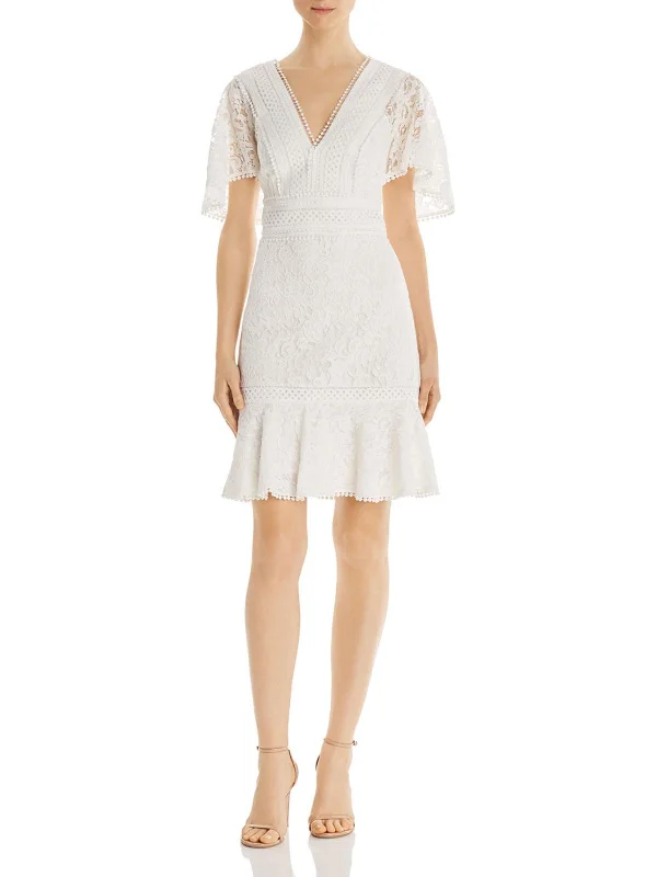 Womens Lace Short Fit & Flare Dress