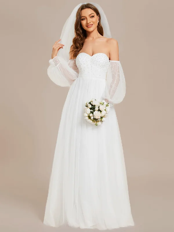 Elegant Pure Sequins Mesh Beaded Sweetheart Neck Wholesale Wedding Dresses