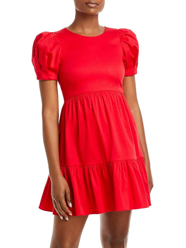 Ann Womens Ruffled Casual Mini Dress