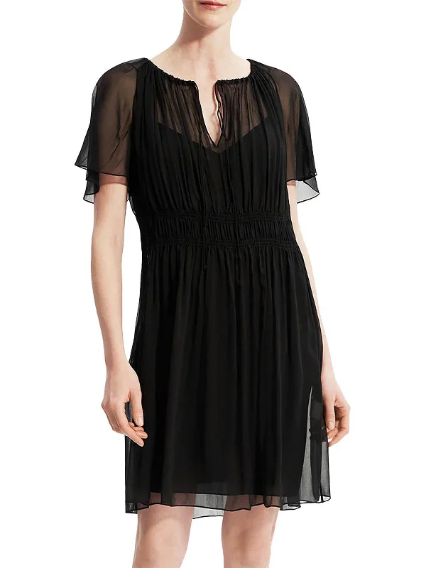 Womens Silk Mini Fit & Flare Dress