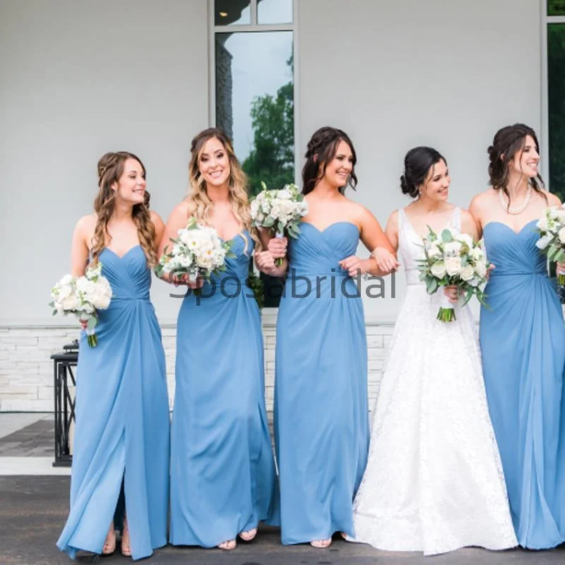 Blue Sweetheart A-line Simple Cheap Chiffon Bridesmaid Dresses WG610