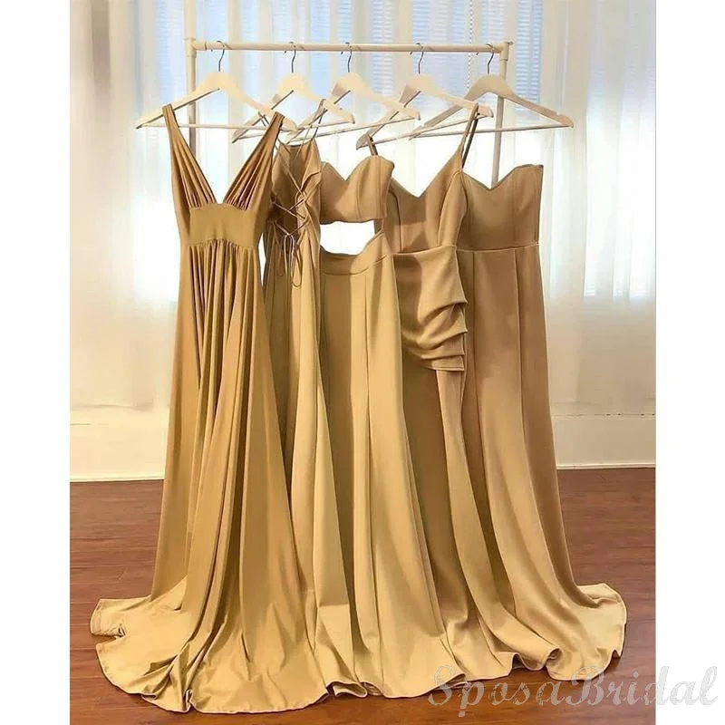 Red Gold Mismatched Popular Elegant Fashion New Unique Long Bridesmaid Dresses, Prom Dresses WG580