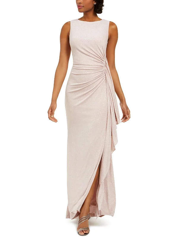 Womens Ruched Maxi Evening Dress